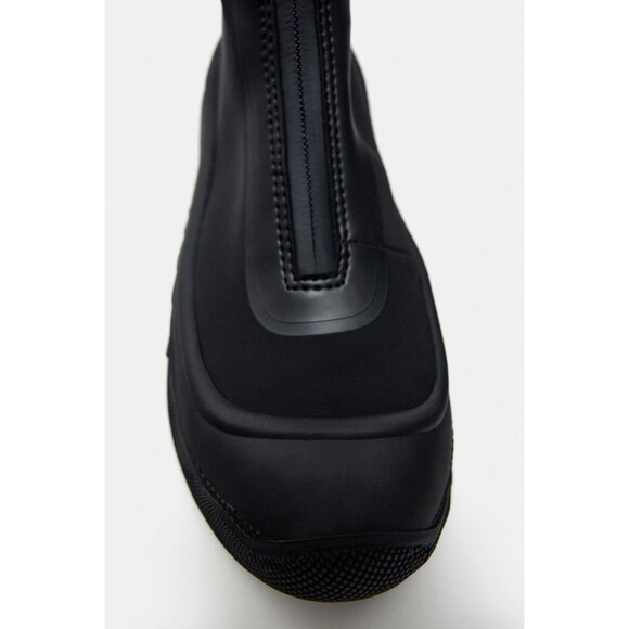 Zara Sporty Zippered Technical Fabric Black Ankle Boots Women Size US 9 EUR 40 - Picture 4 of 15